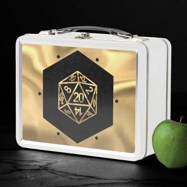 RPG Dice | Gold Fantasy Retro Tabletop PnP Gamer Metal Lunch Box