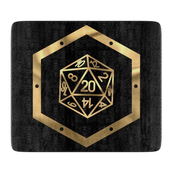 RPG Dice | Gold Fantasy Tabletop Retro PnP Gamer Cutting Board