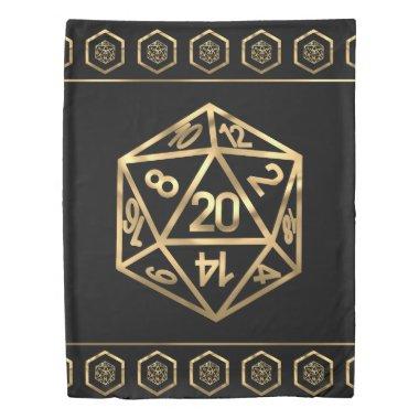 RPG Dice | Gold Fantasy Tabletop Retro PnP Gamer Duvet Cover