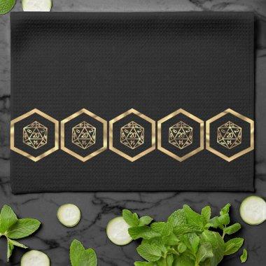 RPG Dice | Gold Fantasy Tabletop Retro PnP Gamer Kitchen Towel