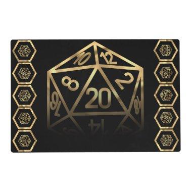 RPG Dice | Gold Fantasy Tabletop Retro PnP Gamer Placemat