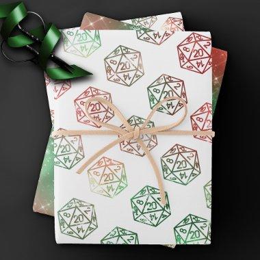RPG Dice | XMAS Fantasy Retro Tabletop PnP Gamer Wrapping Paper Sheets