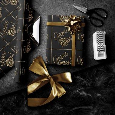 RPG Game On | Gold Fantasy Tabletop Retro Gamer Wrapping Paper