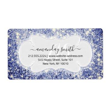RSVP Bridal Monogram Wedding Glitter Princes Blue Label