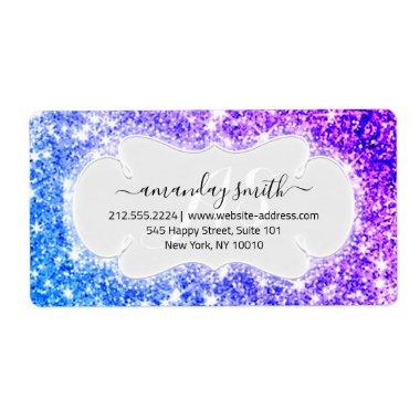 RSVP Bridal Monogram Wedding Glitter Princes Purpl Label