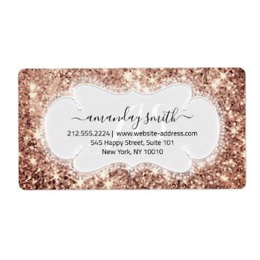 RSVP Bridal Monogram Wedding Glitter Princes Rose Label