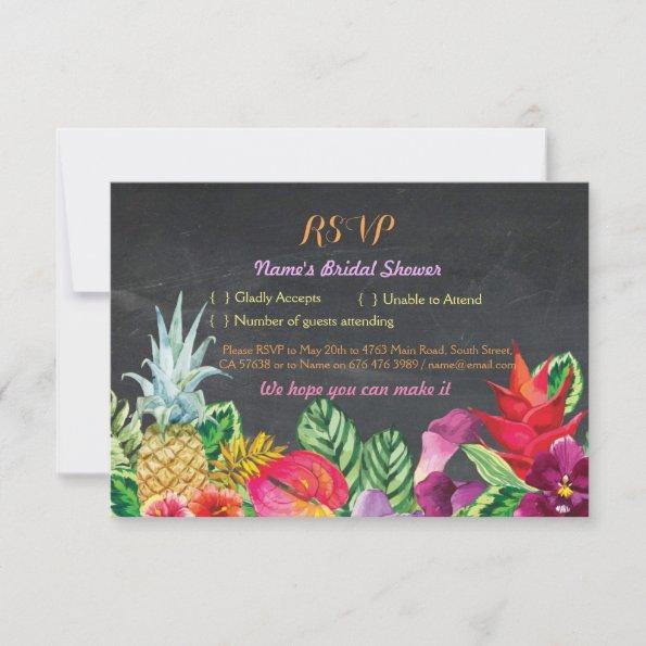 RSVP Bridal Shower Aloha Tropical Chalk Invitations Luau