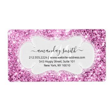 RSVP Bridal Sweet Monogram Wedding Pink Glitter Label