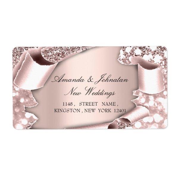 RSVP Bridal Wedding Address Rose Royal Label