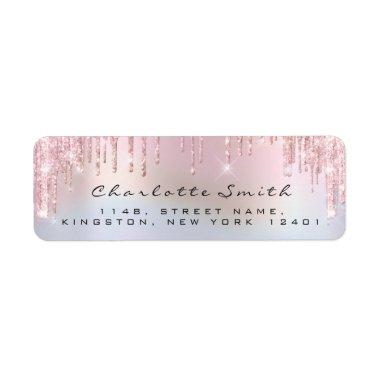 RSVP Drips Pink Blush Return Address Holograph Label