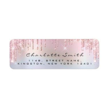 RSVP Drips Pink Blush Return Address Holograph Label