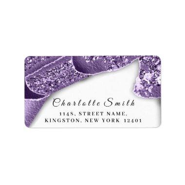 RSVP Glitter Frame Bridal Wedding Purple Violet Label