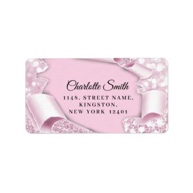RSVP Glitter Sweet 16th 15th Pink Blush Label