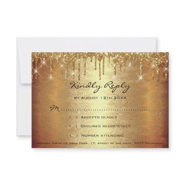 RSVP Gold Drips Spark Glitter Wedding Bridal Showe