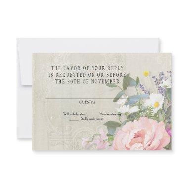 RSVP Response Vintage Rustic Shiplap Floral Peony