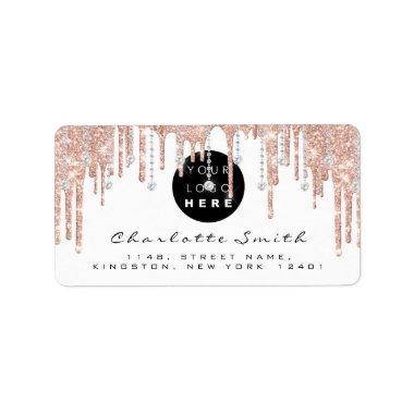 RSVP Rose Sparkly Glitter Drips Diamond Logo Label