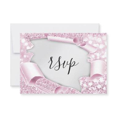 RSVP Wedding Glitter Bridal Grey Silver Pinky
