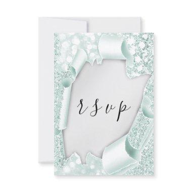 RSVP Wedding Gray Paper 3D Mint Green