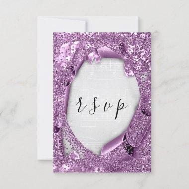RSVP Wedding Gray Paper 3D Purple Music