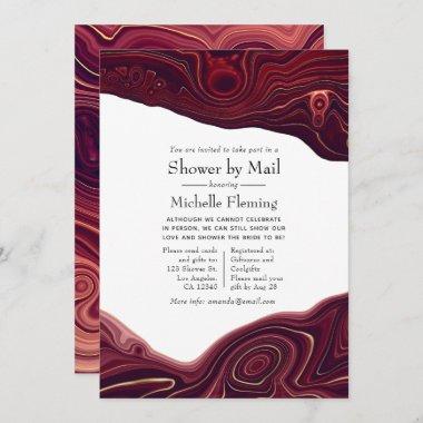 Ruby Garnet and Gold Strata Agate Shower by Mail Invitations