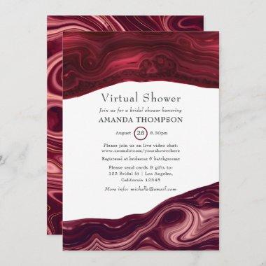 Ruby Garnet and Gold Strata Agate Virtual Shower Invitations