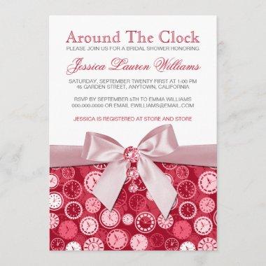 Ruby Red Bridal Shower Theme Around The Clock Invitations