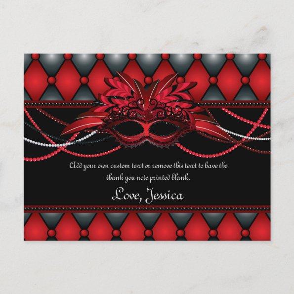 Ruby Red Masquerade Thank You Invitations