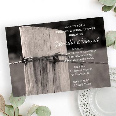 Rural Fence Post Couples Country Wedding Shower Invitations