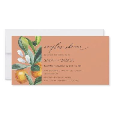 Rust Citrus Orange Botanical Couples Shower Invite