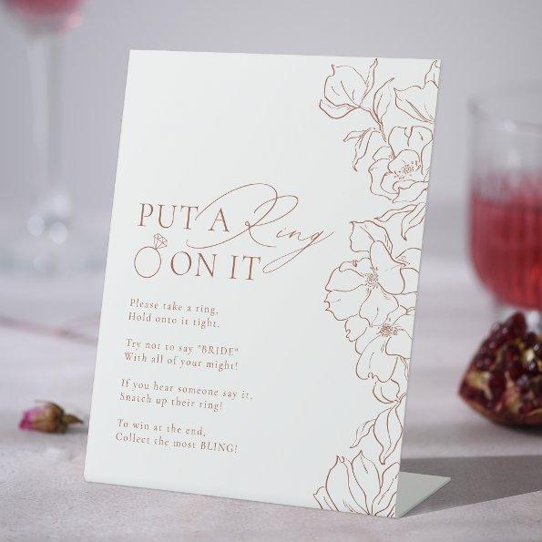 Rust floral put a ring on it  game pedestal sign