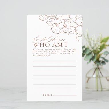 Rust floral who am I bridal shower game