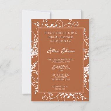 Rust Flourish Bridal Shower Invitations