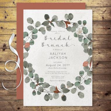 Rust & Green Eucalyptus Modern Bridal Brunch Invitations