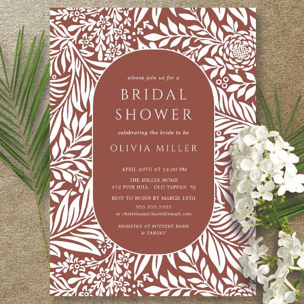 Rust Leaf Floral Bridal Shower Invitations