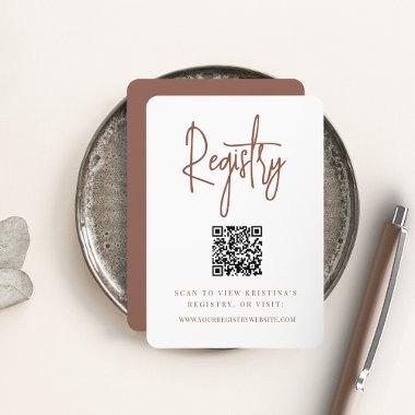 Rust | Modern Script QR Code Bridal Registry Enclosure Invitations