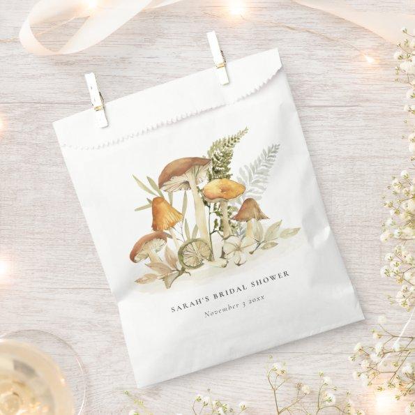 Rust Orange Mushroom Fern Foliage Bridal Shower Favor Bag