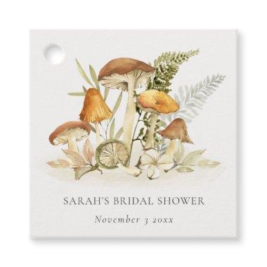 Rust Orange Mushroom Fern Foliage Bridal Shower Favor Tags