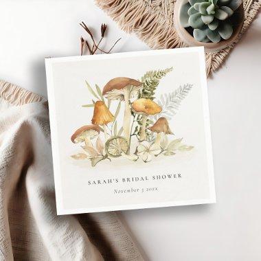 Rust Orange Mushroom Fern Foliage  Napkins