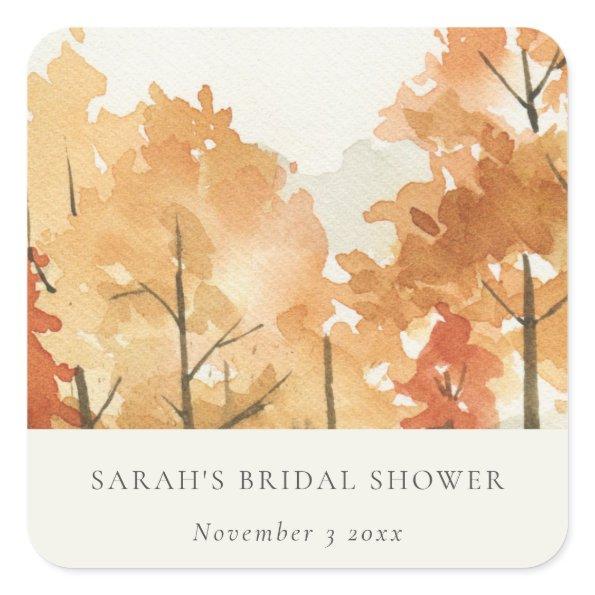 Rust Orange Yellow Autumn Fall Tree  Square Sticker