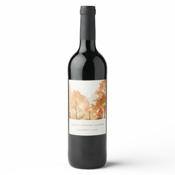 Rust Orange Yellow Autumn Fall Trees  Wine Label