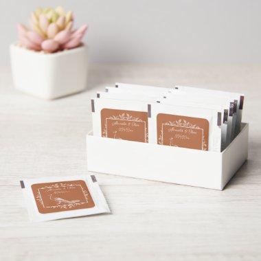 Rust Peacock Flourish Personalized Hand Sanitizer Packet