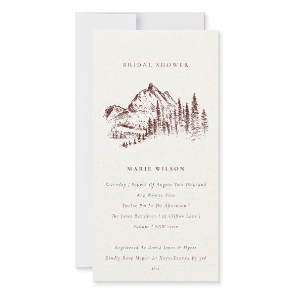 Rust Pine Mountain Sketch Bridal Shower Invite