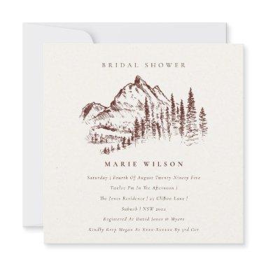 Rust Pine Mountain Sketch Bridal Shower Invite