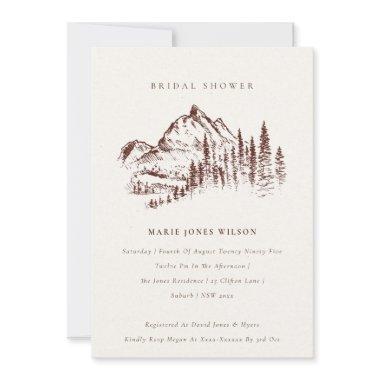 Rust Pine Mountain Sketch Bridal Shower Invite