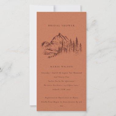Rust Pine Mountain Sketch Bridal Shower Invite