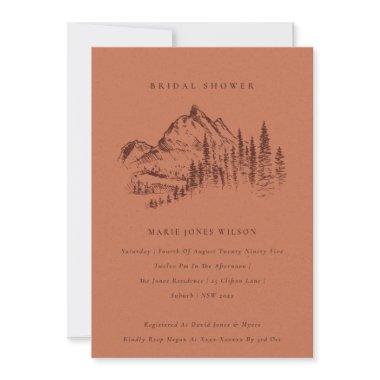 Rust Pine Mountain Sketch Bridal Shower Invite