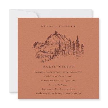 Rust Pine Mountain Sketch Bridal Shower Invite