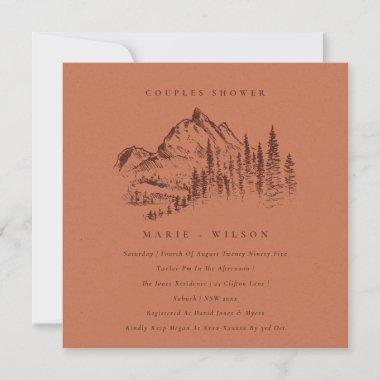 Rust Pine Mountain Sketch Couples Shower Invite