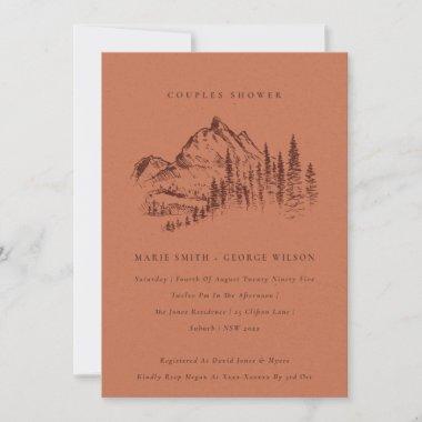Rust Pine Mountain Sketch Couples Shower Invite