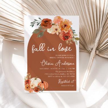 Rust Pumpkin Fall in Love Bridal Shower Invitations